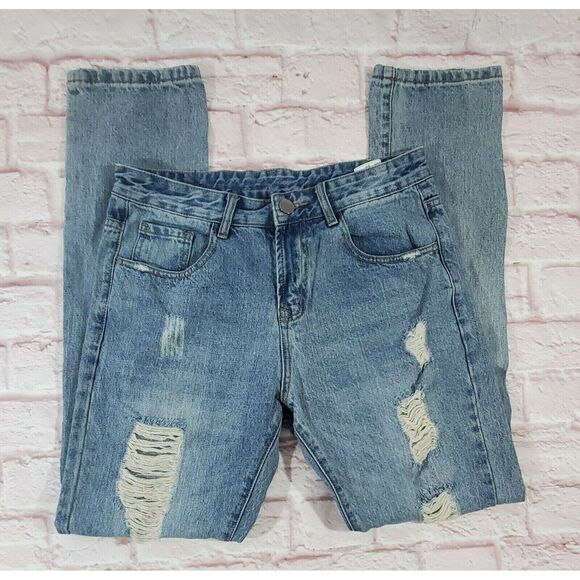 Nitagut Jeans 30x32.5 Mens Light Wash High Rise Distressed Straight Leg Denim - Picture 2 of 5